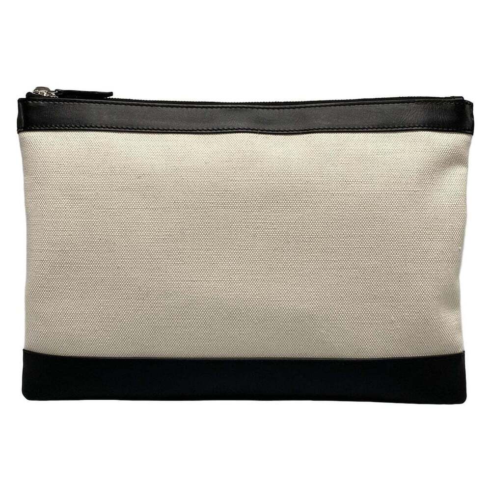 BALENCIAGA Navy Blue Clip Clutch Bag Ivory White Black Leather - Picture 3 of 7